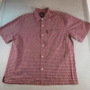 Abercrombie & Fitch Red Plaid Button Up Shirt L Short Sleeve Cotton